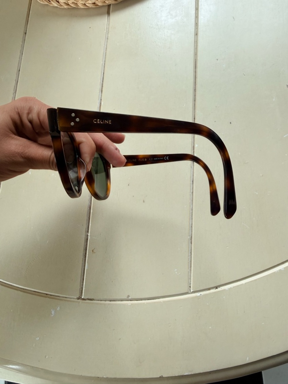 Celine Tortoiseshell Frame Sunglasses with Dark Green Lenses - Picture 3 of 8